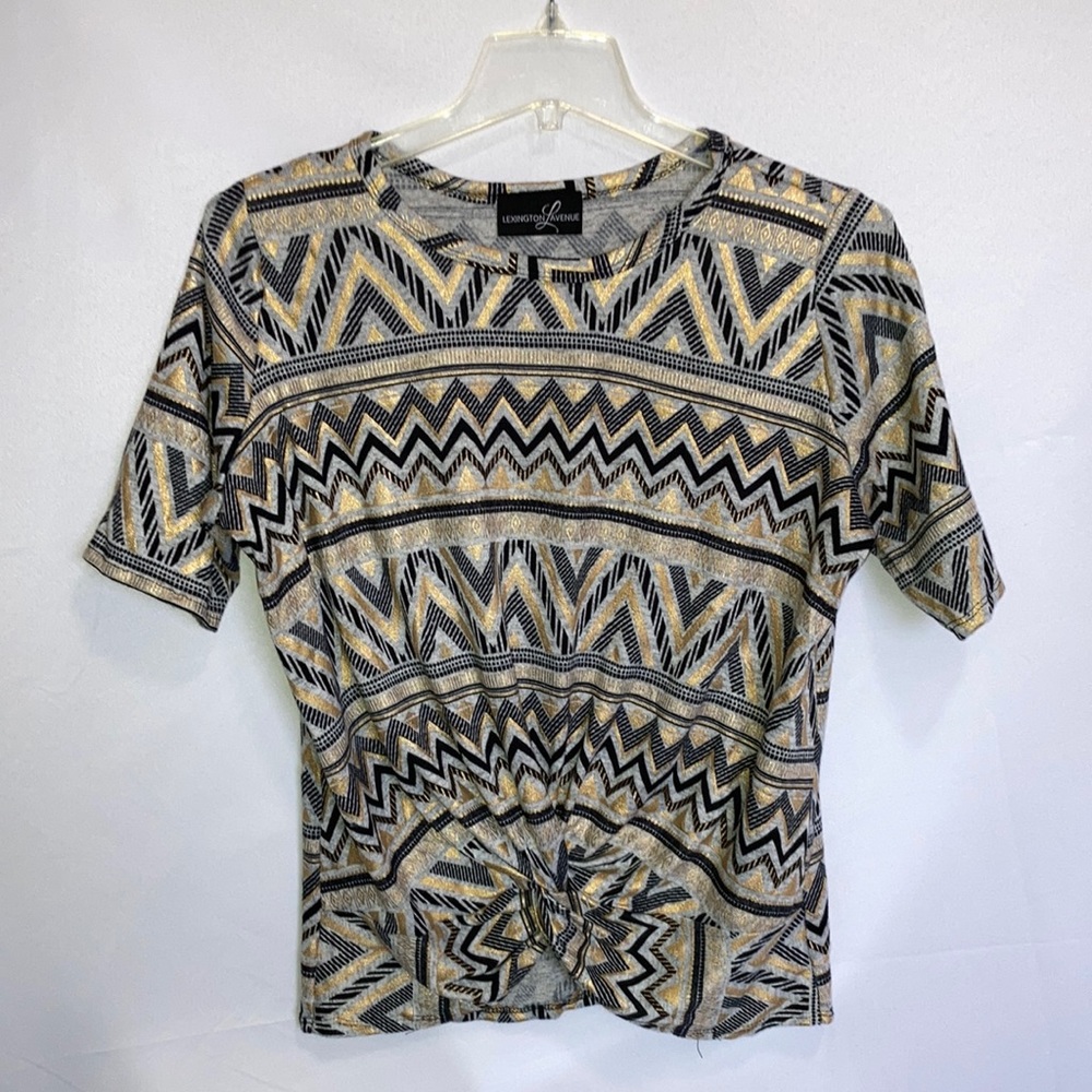 Lexington Avenue Twist Front Metallic Top